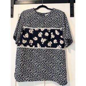 Napa Valley Mixed Floral Print Short-Sleeve Dressy Blouse Ladies Size 16